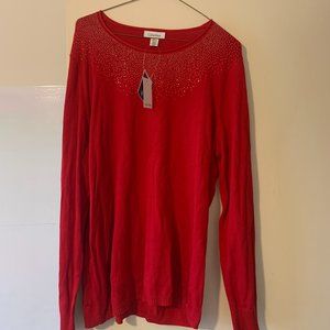 Calvin Klein Sweater with Jeweled Neckline